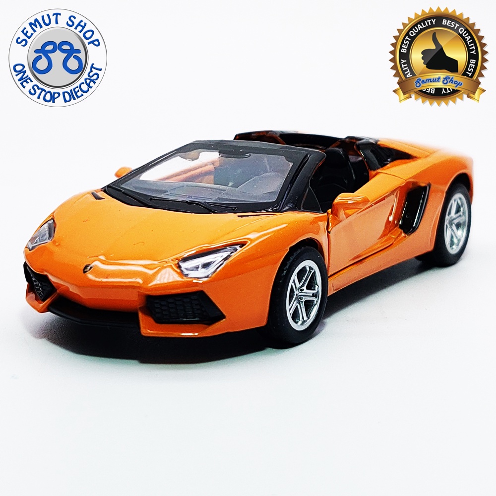 Apolo MSZ 2014 Lamborghini Aventador Roadster Orange Miniatur Diecast Mobil Lamborghini Aventador Ro