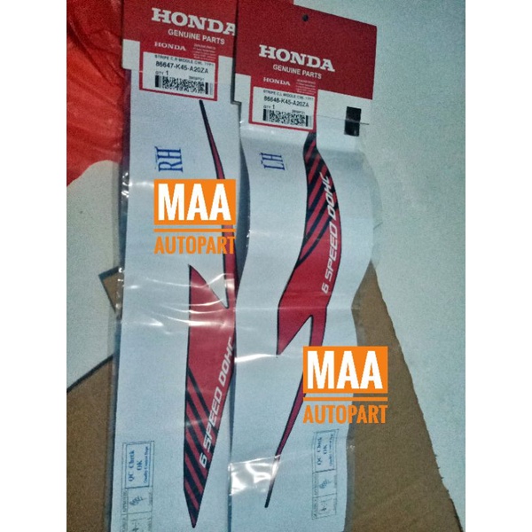 Stripe Sticker Stiker 6 Speed Cover Fairing Body Tengah CBR150R CBR 150R K45R 2021 Victory Black Red