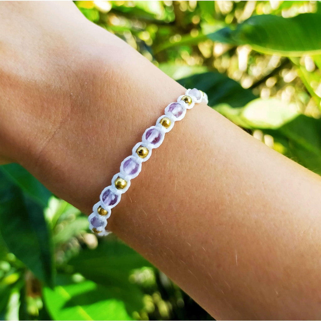 Gelang Tali Macrame Wanita Original Crystal Moon - DAINTY AMETHYST