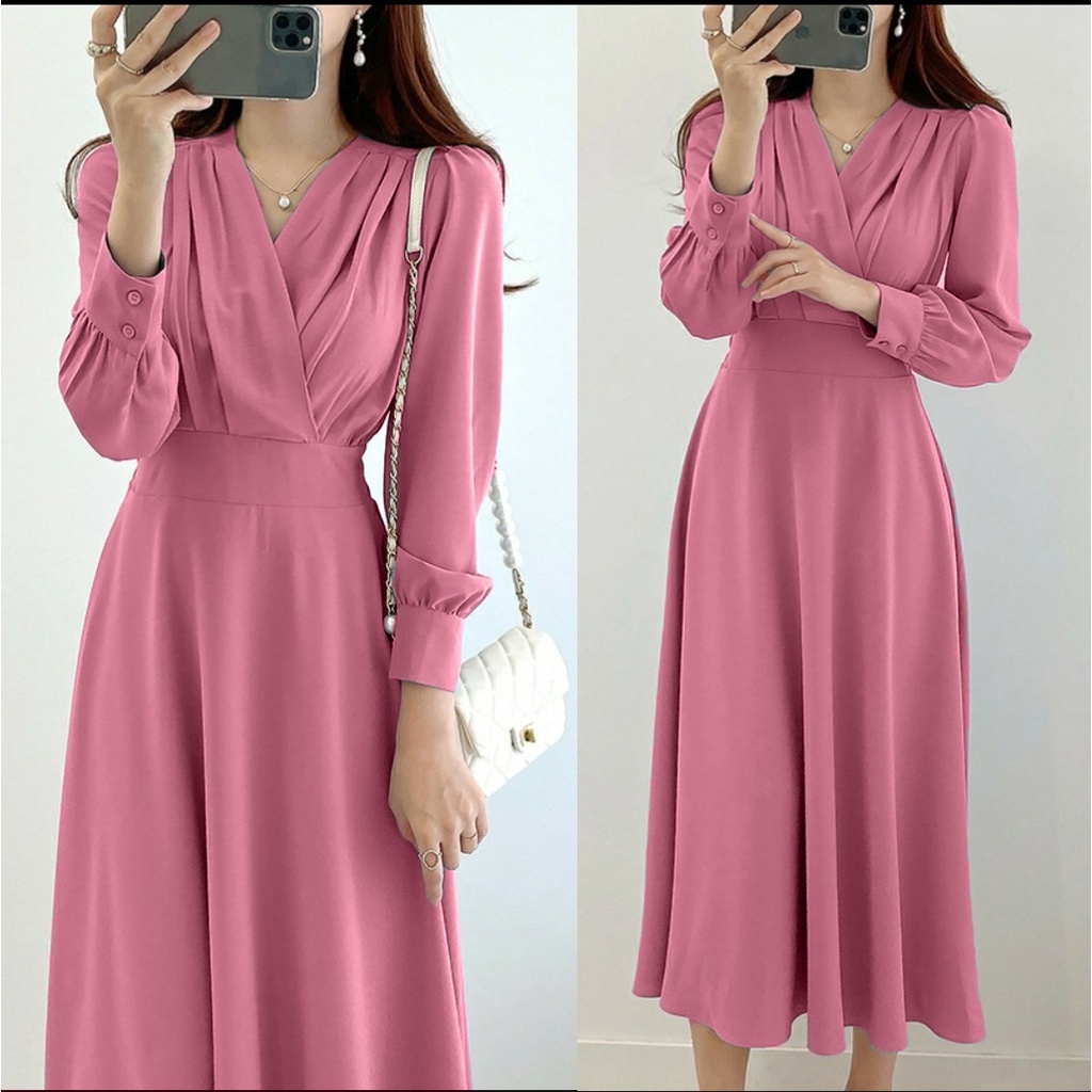 [HNFK] Dress Glamola / Dress Wanita / Dress Panjang Korea / Pakaian Wanita / Dres / Dress Kondangan / Dress Korean Style