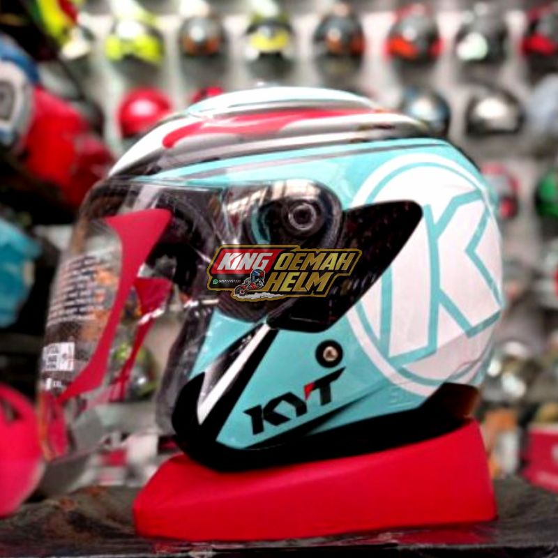HELM KYT KYOTO AQUA HELM HALF FACE KYT KYOTO AQUAMARINE HELM TOURING KYT KYOTO AQUA REPLIKA SHOEI