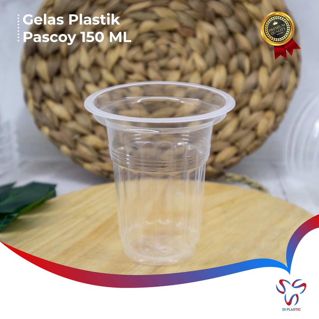GELAS AQUA / GELAS KOPI / GELAS ULIR / GELAS PLASTIK CUP BENING 150 ML PASCOY