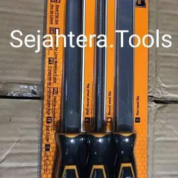 Kikir besi halus 3pcs 8" steel file set INGCO HKTFS1308