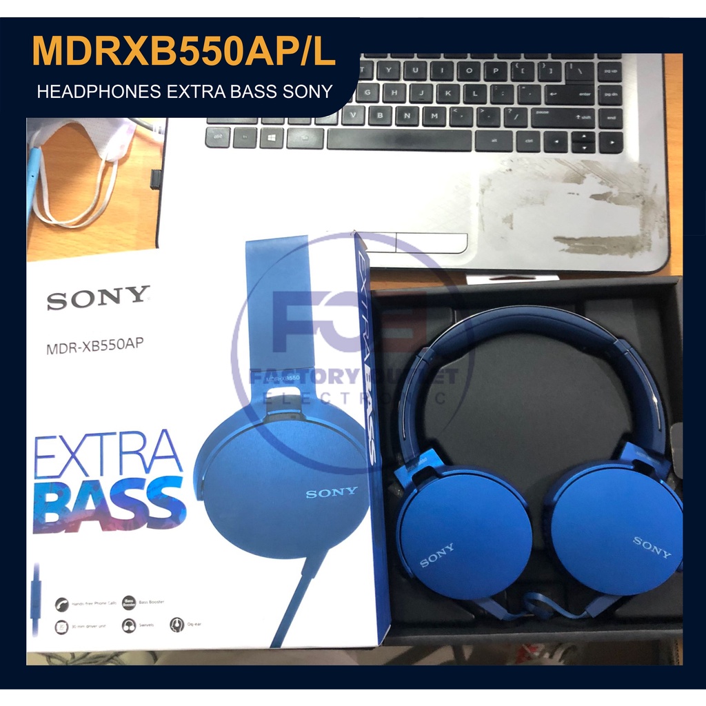 [ EX DISPLAY ] Sony MDR-XB550AP Extra Bass Headphone BLUE  NO WARRANTY