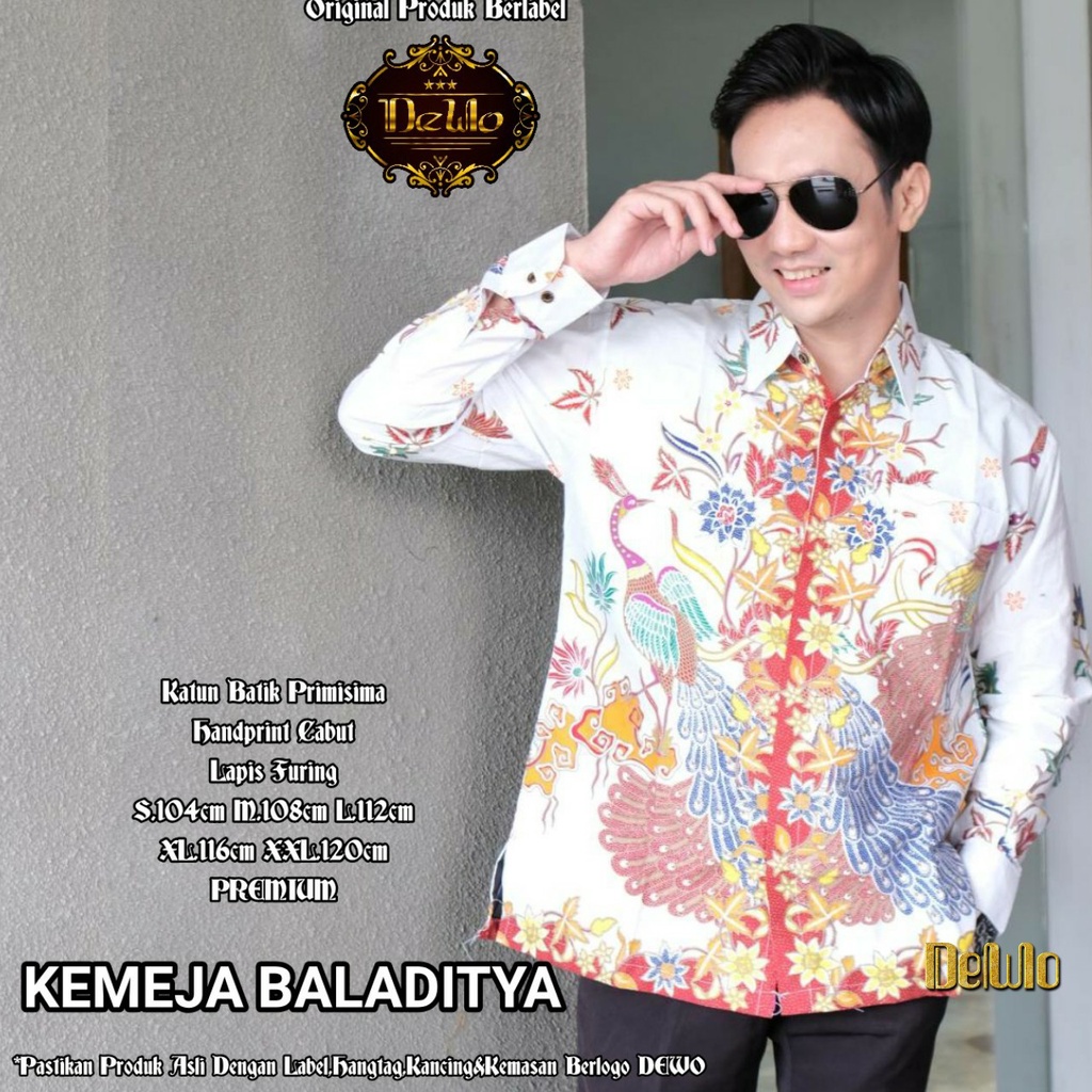 Kemeja Batik BALADITYA PUTIH Kemeja Batik Pria Lengan Panjang