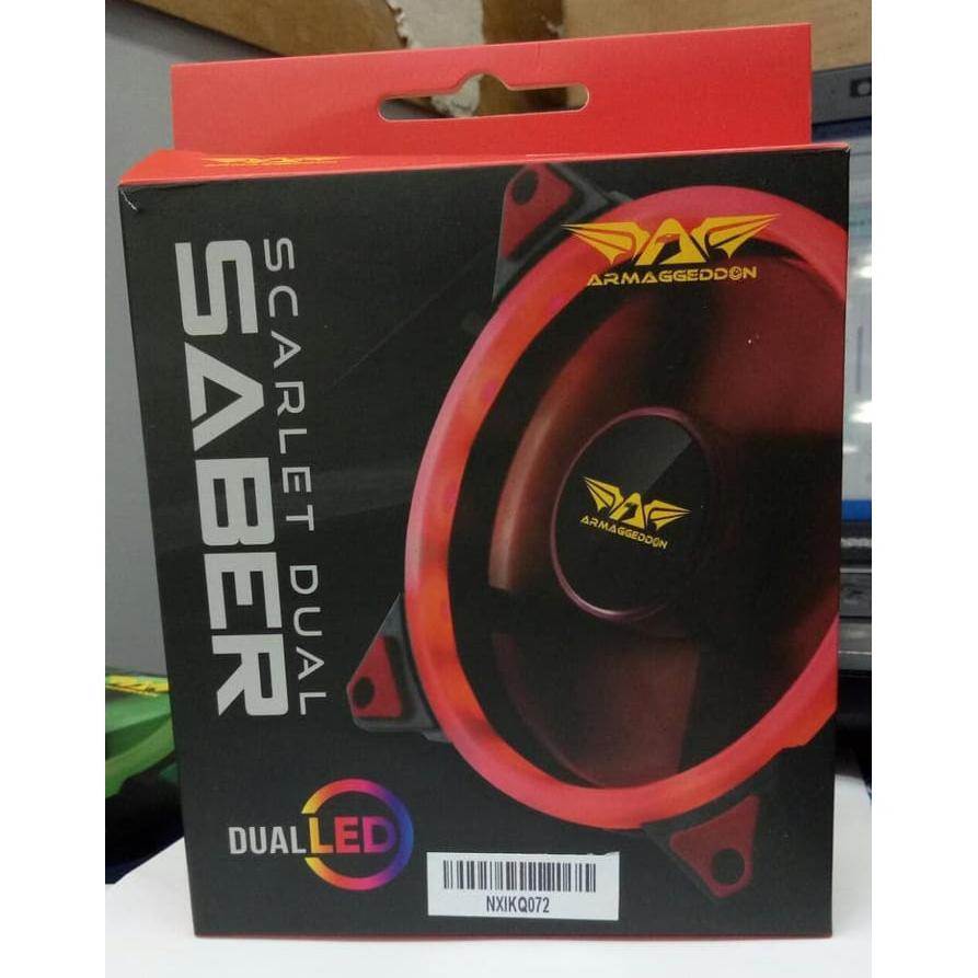 Cooling Fan Pc Armageddon Scarlet Dual Saber For Gaming Pc Case (120Mm) - Plug And Play