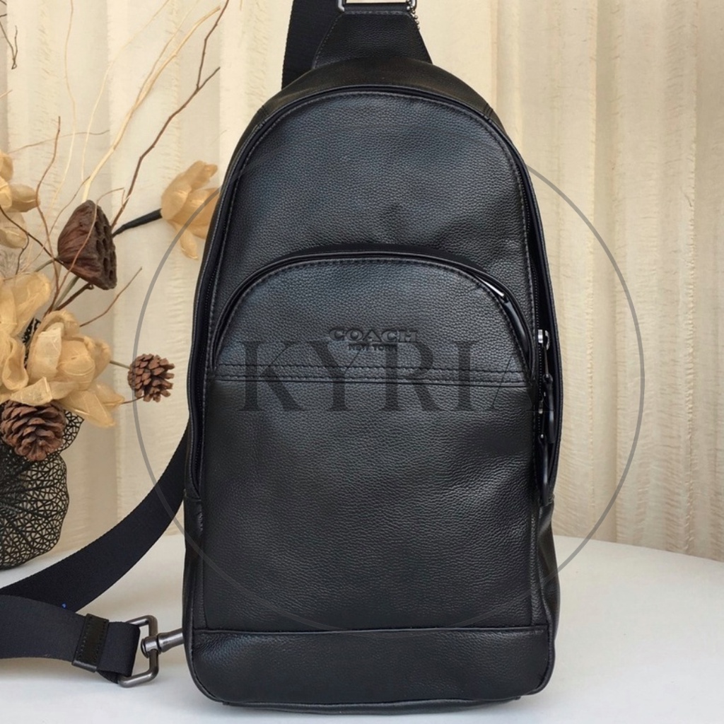 TAS pria tas bahu HOUSTON SMOOTH LEATHER SLING BAG PACK 49312 SELEMPANG black plain