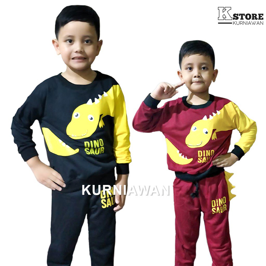 Baju Stelan Treaning Anak Laki - Laki / Setelan Sweater Anak Dino 0 - 10 Tahun