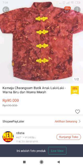 Cheongsam Batik Anak. Warna Biru Dan Warna Merah