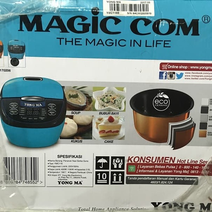 YMC116 YONG MA Magic Com 2 Liter Digital Eco Ceramic Penanak Serbaguna