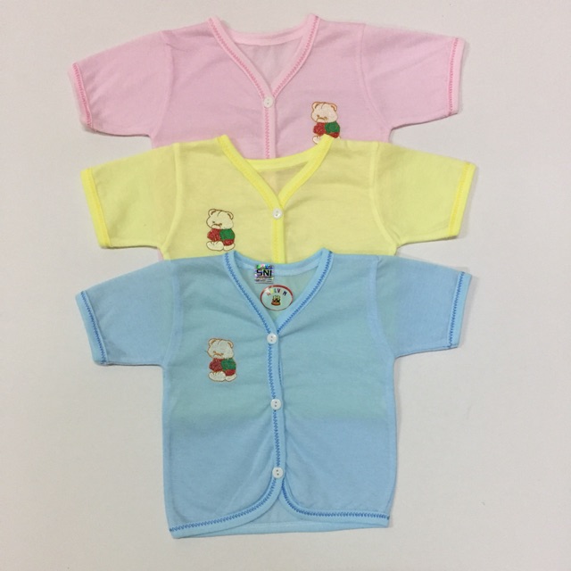 Baju lengan pendek bayi (0-6BLN) newborn polos warna