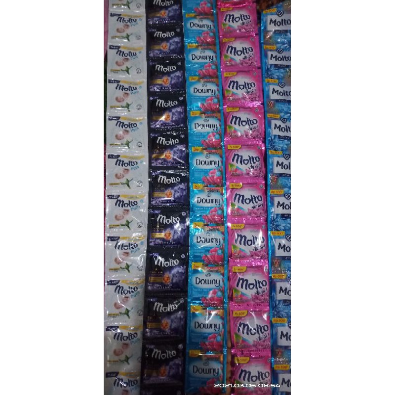 grosir molto dan downy sachet pelembut dan pewangi pakaian..banyak warna pilihannya .