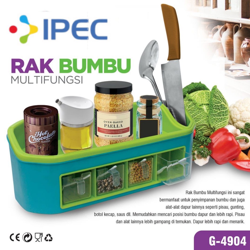 Rak Bumbu Dapur Serbaguna 4 Laci / kotak bumbu tempat pisau/sendok rak alat memasak spatula rak 4 Laci 4904