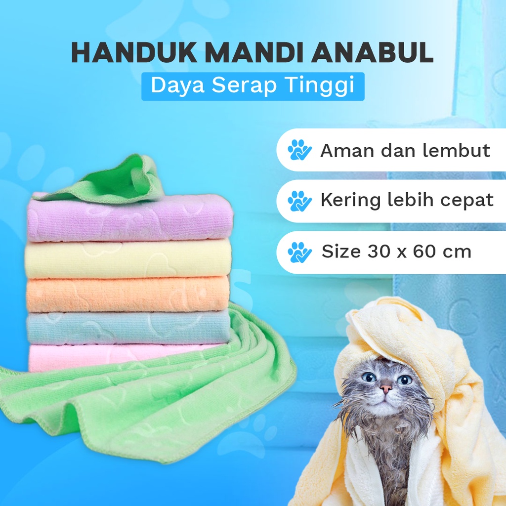 Handuk Kucing Microfiber Towel Ultra Plush Mengeringkan Bulu Cepat