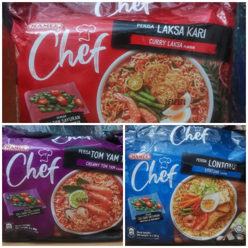 Mamee Chef 4x101gr Perisa Lontong Tom Yam Thai Laksa Kari