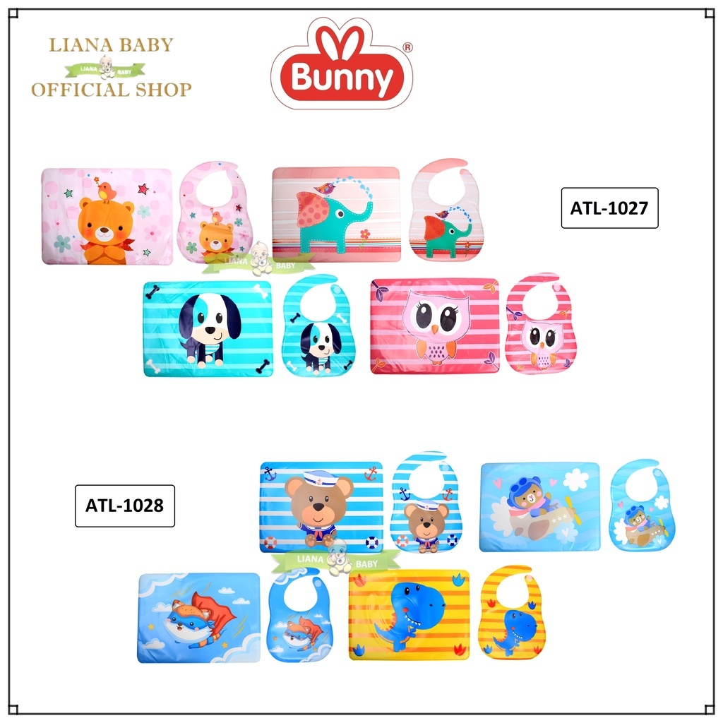 SLB25 LUSTY BUNNY SPONGE BIB AND MAT SLABER DAN ALAS MAKAN BAYI