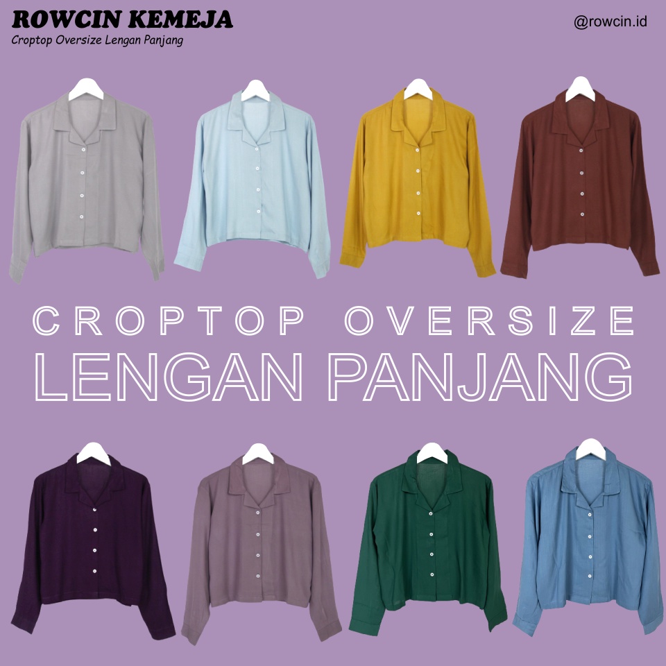 KEMEJA WANITA CROPTOP OVERSIZE POLOS LENGAN PANJANG KATUN RAYON CROP LONG SLEEVE ORGANIK