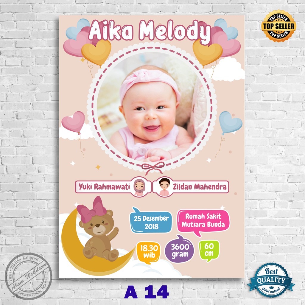 Abani Store Custom Biodata Bayi Edit Foto Kelahiran Anak Bio Baby Desain Menarik Soft File Saja-A 14