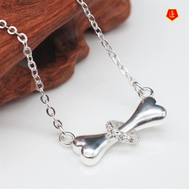 [Ready Stock]Creative Bones Silver Necklace Simple Fashion