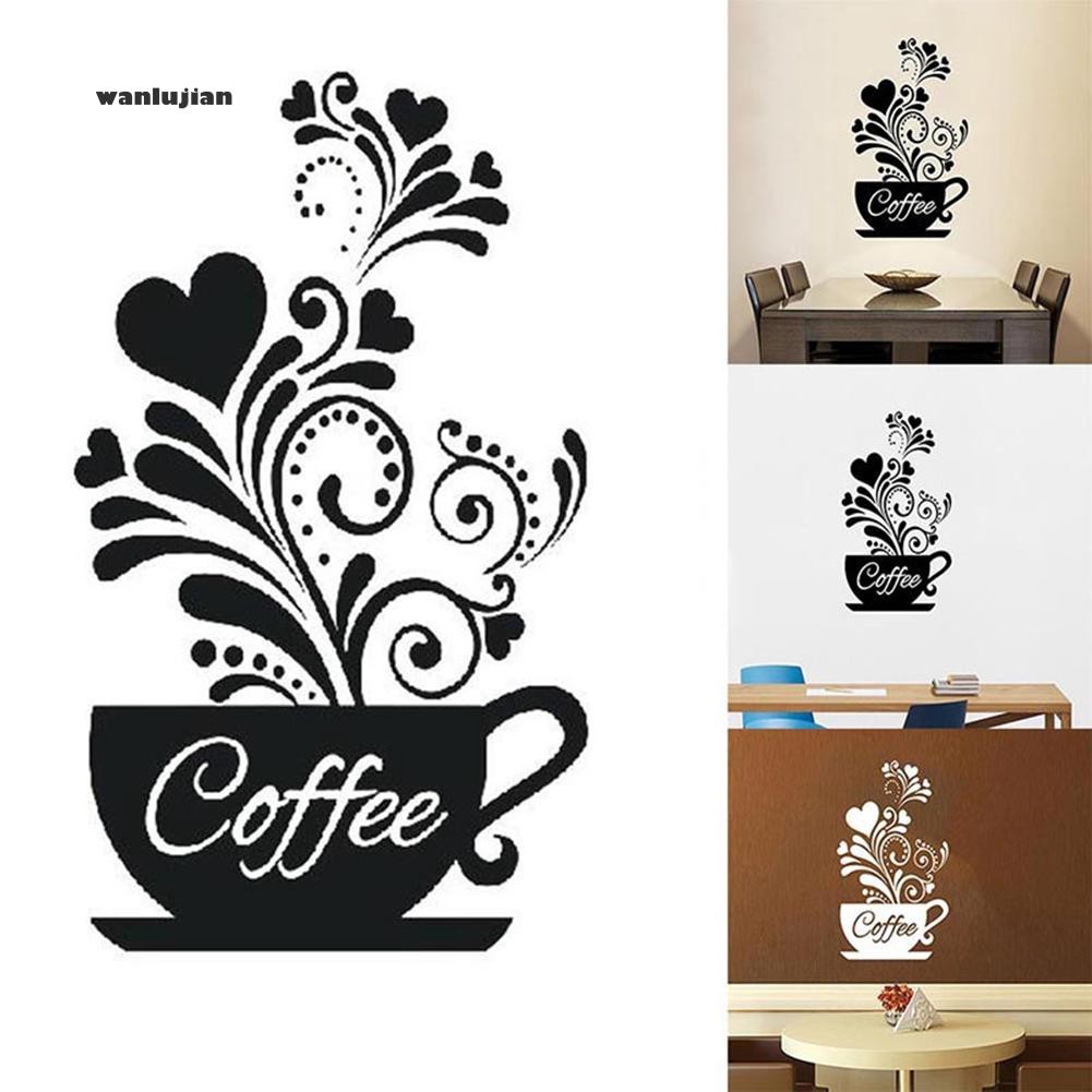 Wa Stiker Dinding Decal Model Mural Desain Cangkir Kopi Diy Untuk