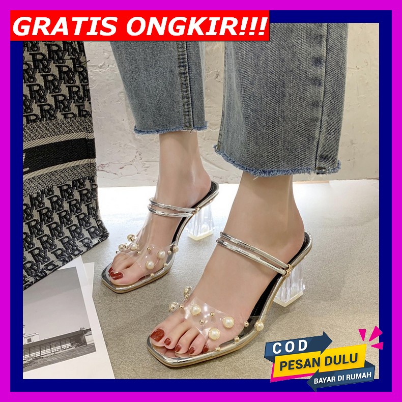 [P20Qa) ..Sendal Slop Kaca Zara || Sendal Hak Tahu., Hils Wanita Terb Herdian Yd 05 Kepang Heels Her