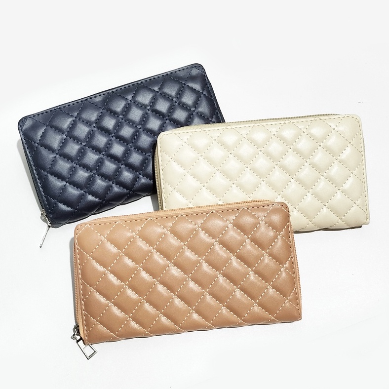 DOMPET WANITA KOTAK PANJANG RESLETING MUAT HP SLOT KARTU UANG KULIT SINTETIS HOLDER PREMIUM ORIGINAL