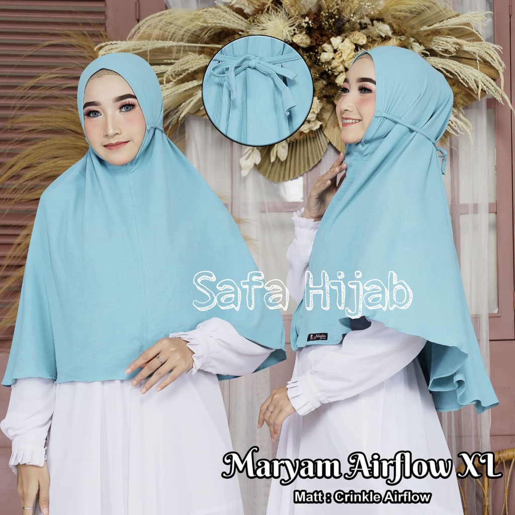 Bergo Maryam Air Flow Crinkle Khimar Airflow Crinkle XL Hijab Instan Termurah SAFA Hijab