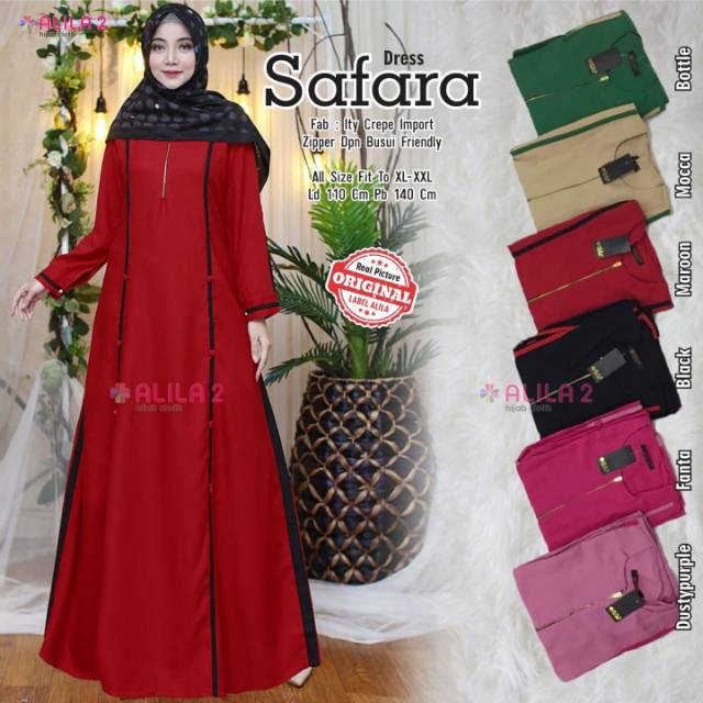 GAMIS SAFARA ORI  ITY CREPE DEPAN BUSUI  LD 110 gamis polos