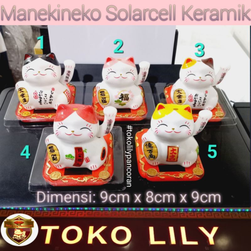 Manekineko Lucky cat Fortune Cat Keramik Solarcell