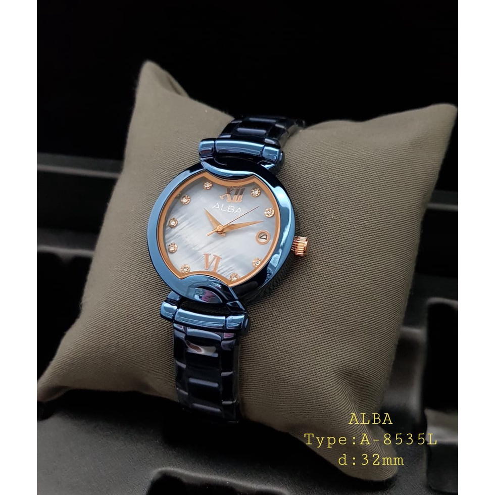 JAM TANGAN WANITA  ALBA RANTAI /Jam Tangan Wanita Alba A8535L STAINLESS STELL/ JAM TANGAN ALBA TANGGAL PERMATA TYPE BARU DAN TERBEST SELLER