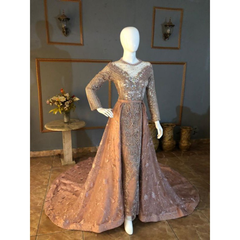 GAUN PENGANTIN ROSE GOLD MURAH