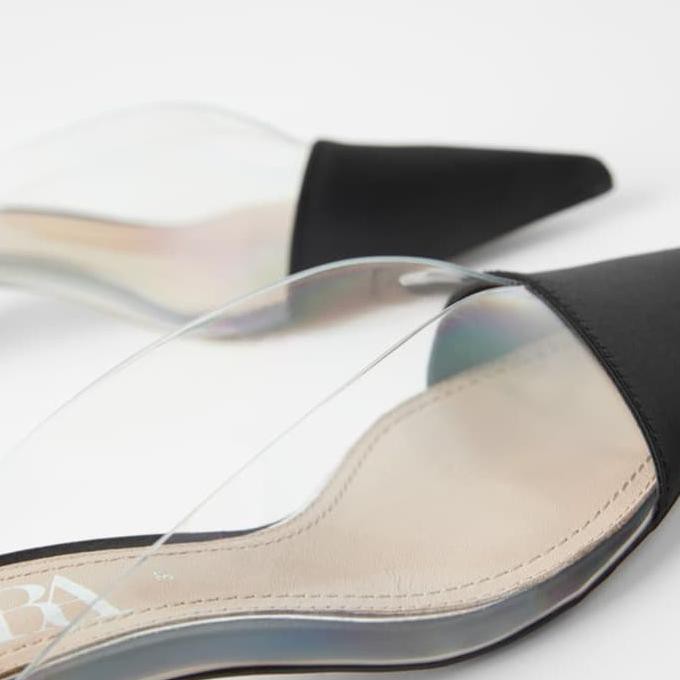 NEW PRODUK ZARA MULE SUEDE VINYL DIAMOND HEELS
