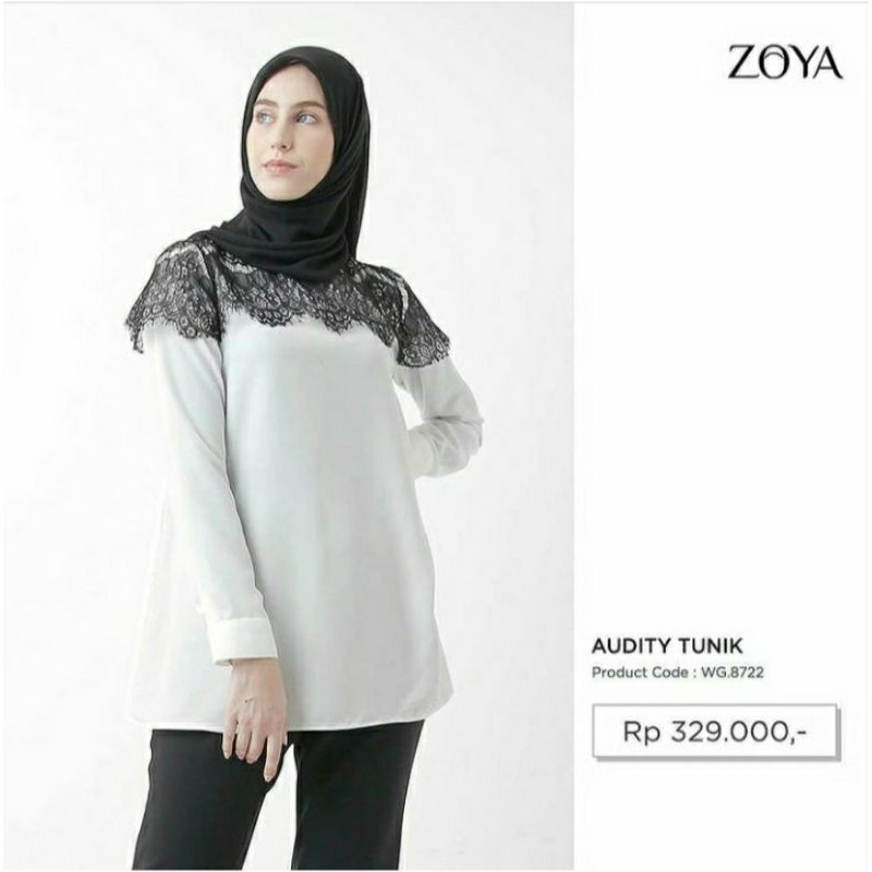 Audity Tunic / Tunik Zoya aplikasi lace hitam