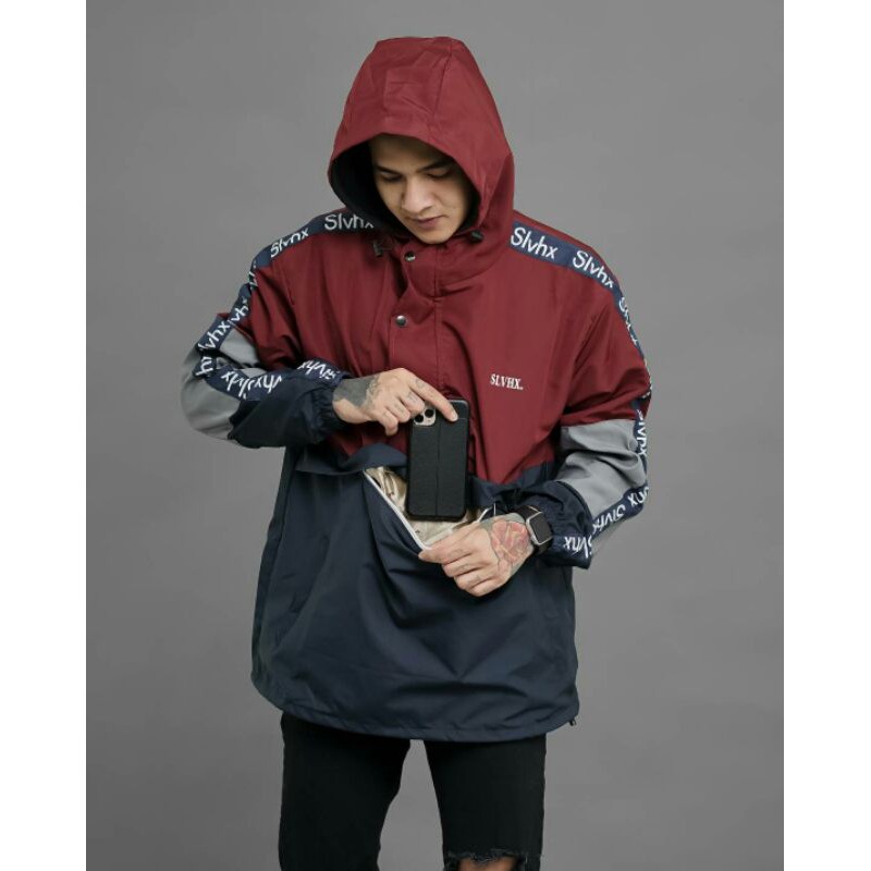 Jaket cougle parasut 3D jaket salvio maroon navy jaket pria jaket outdoor