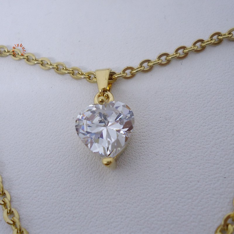 Lovely MIni Golden Heart Kalung Titanium Wanita