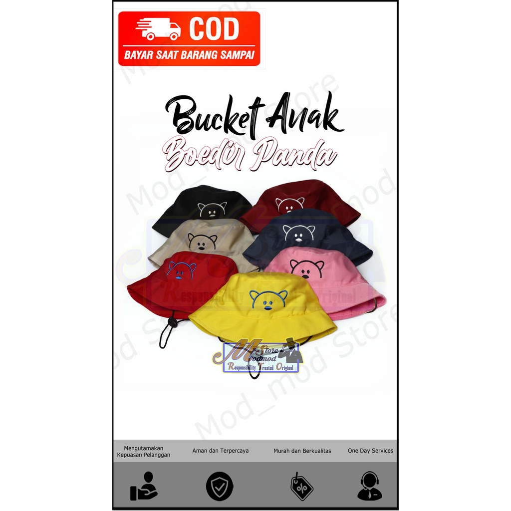BUCKET ANAK BORDIR PANDA / TOPI ANAK LAKI LAKI / TOPI ANAK PEREMPUAN - DRILL - Mod_mod Store