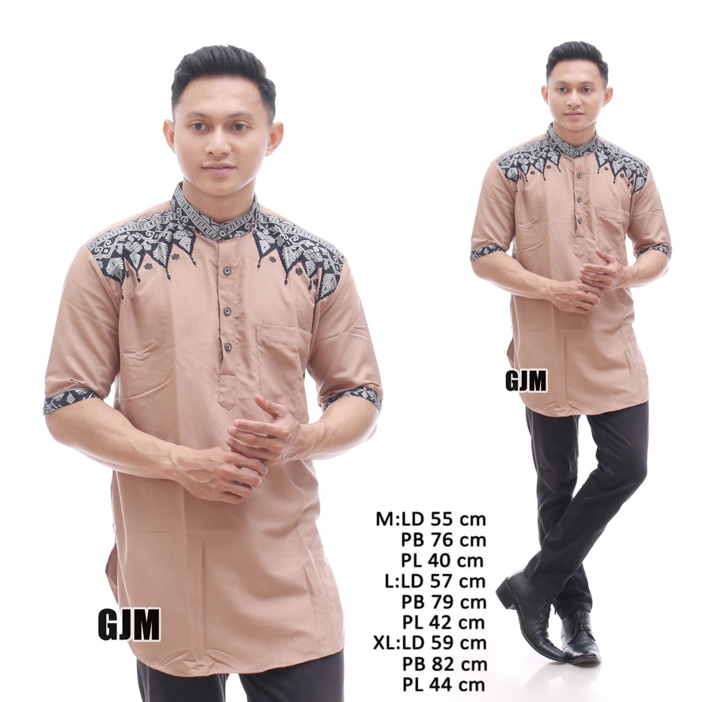 BAJU KOKO KURTA DEWASA LENGAN BAJU PRIA MUSLIM KOKO KURTA BATIK BORDIR BAHAN KATUN KEMEJA MUSLIM