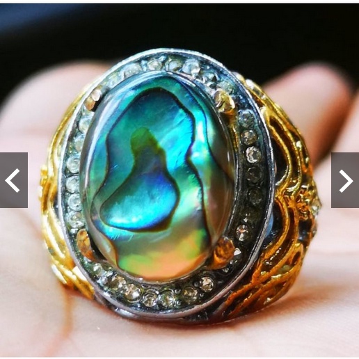 Cincin Pria Batu natural abalon shel kerang laut