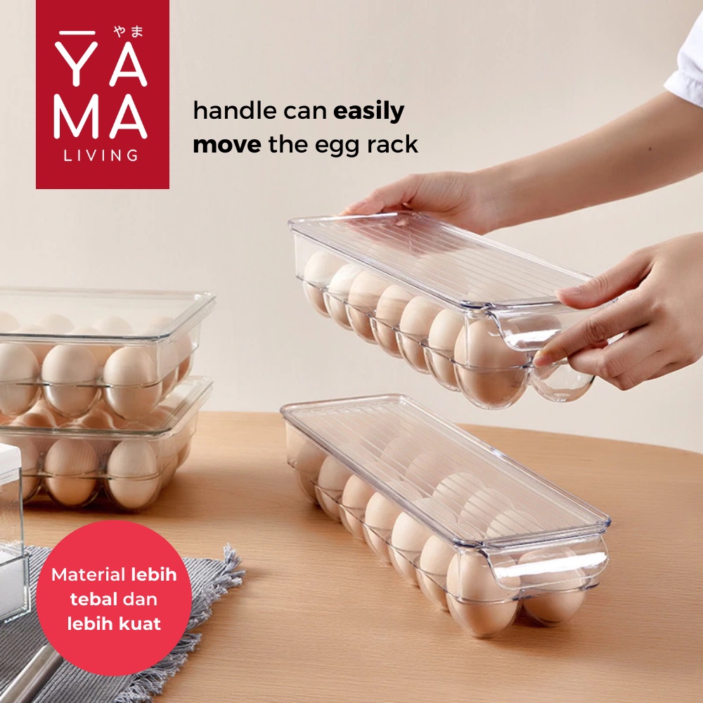 YAMA MARU Egg Storage Kotak Penyimpanan Telur Container Kulkas Akrilik Egg Shelf Organiser Box Telur Acryllic Isi 14 21