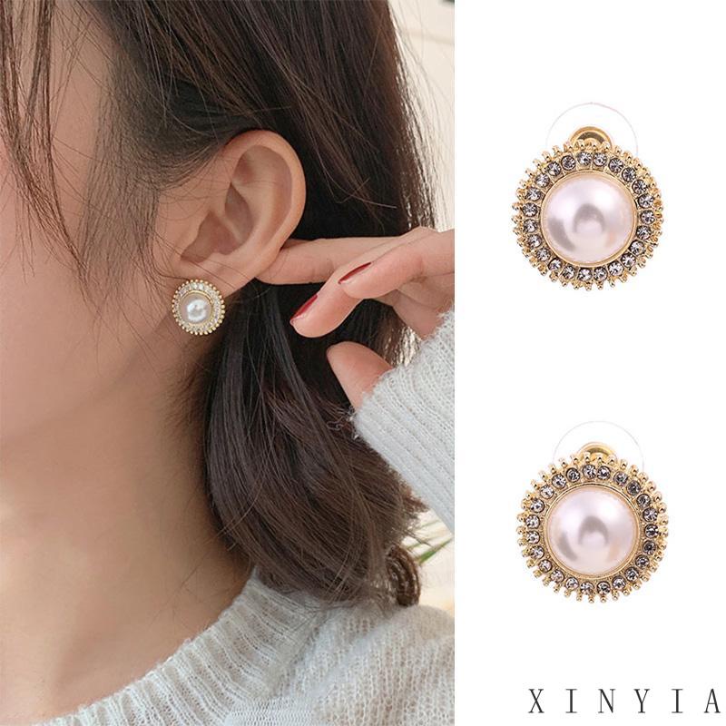 Anting Mutiara Berlian Imitasi Gaya Simple Untuk Perhiasan