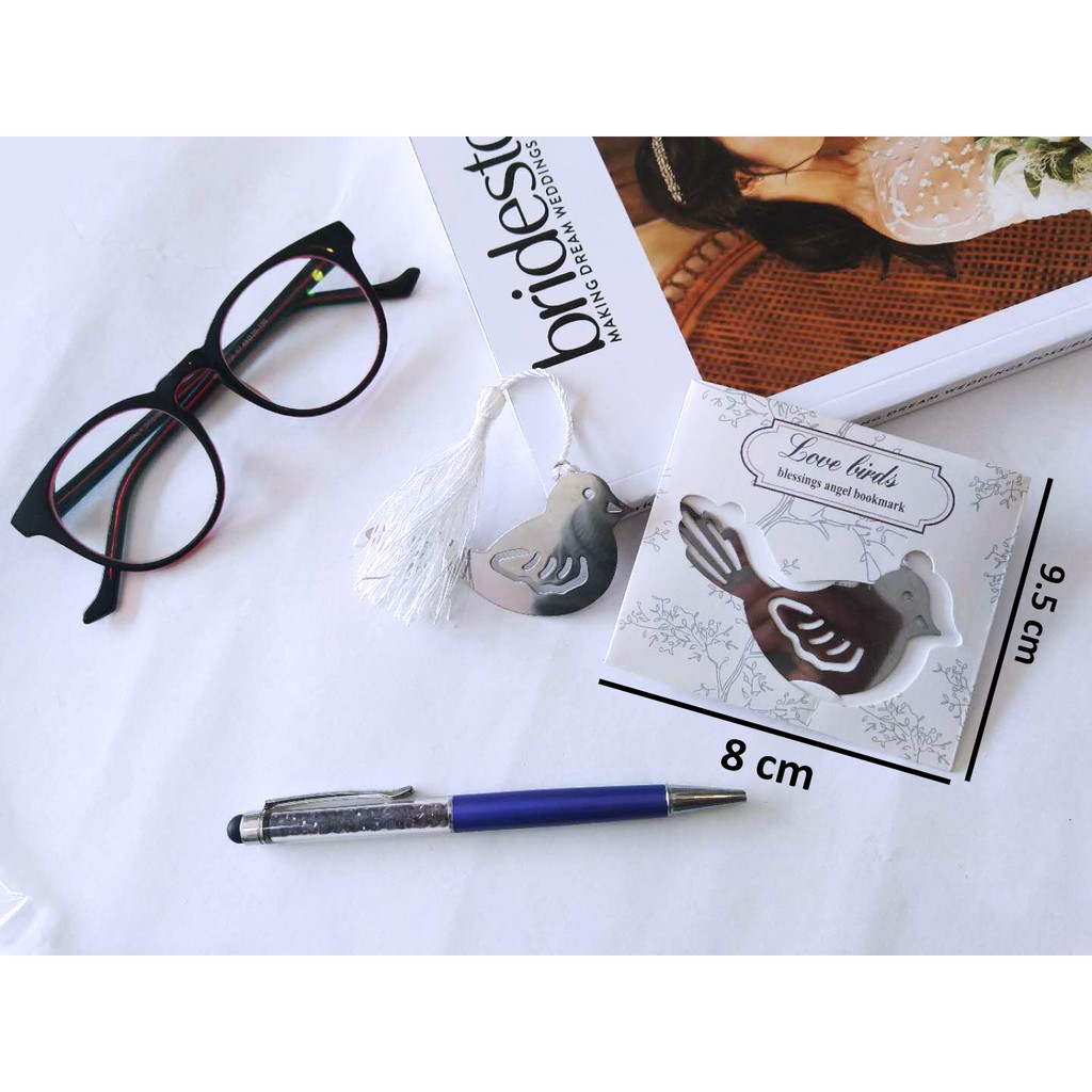 

Bookmark Souvenir love bird Pembatas buku stainless Penanda buku