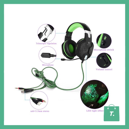 Kotion Each G2600 Headset Headphone Gaming With Microphone Camouflage - TGIO400I8