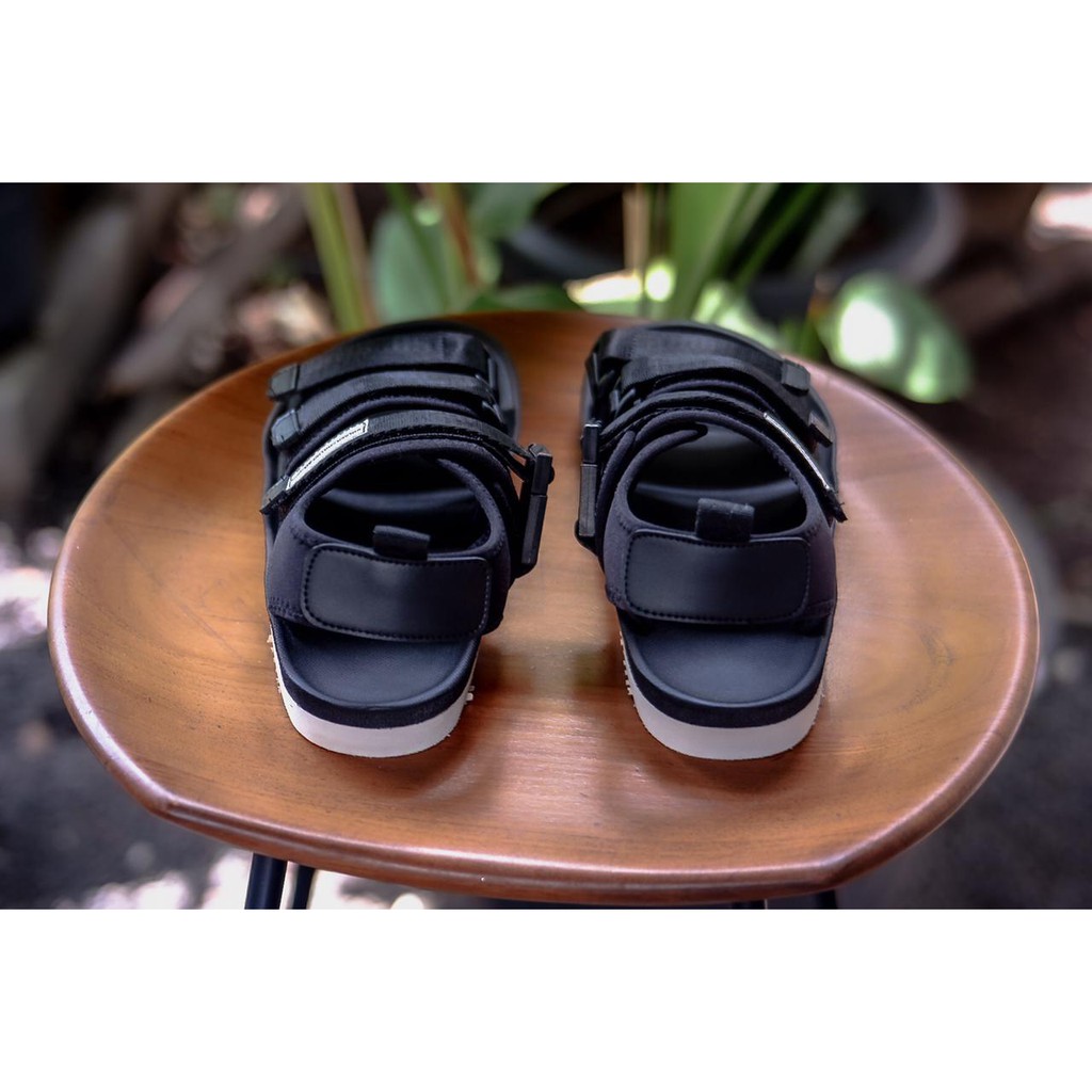 sandal kasual pria wanita volkerfootwear bahan kain mest strap 3 blackwhite