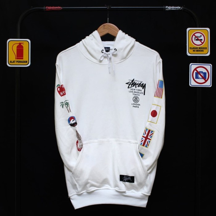 D31Y56 Jaket Sweater Stussy Brooklyn Putih Premium/Sweater Hoodie Pria Murah - Hitam, L U65013Et