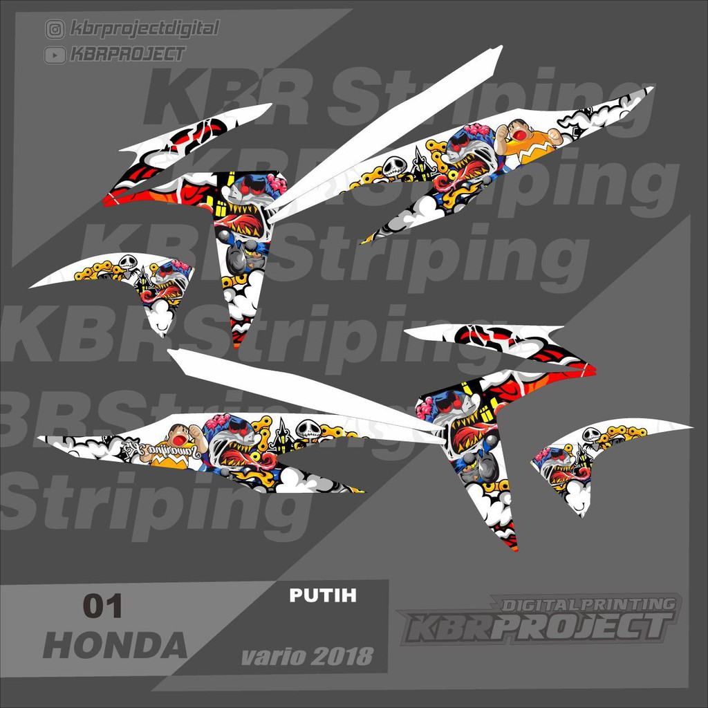 (cod) Sticker Striping Stiker Motor Lis Variasi Vario 125/150 LED new Thailand KBR 01