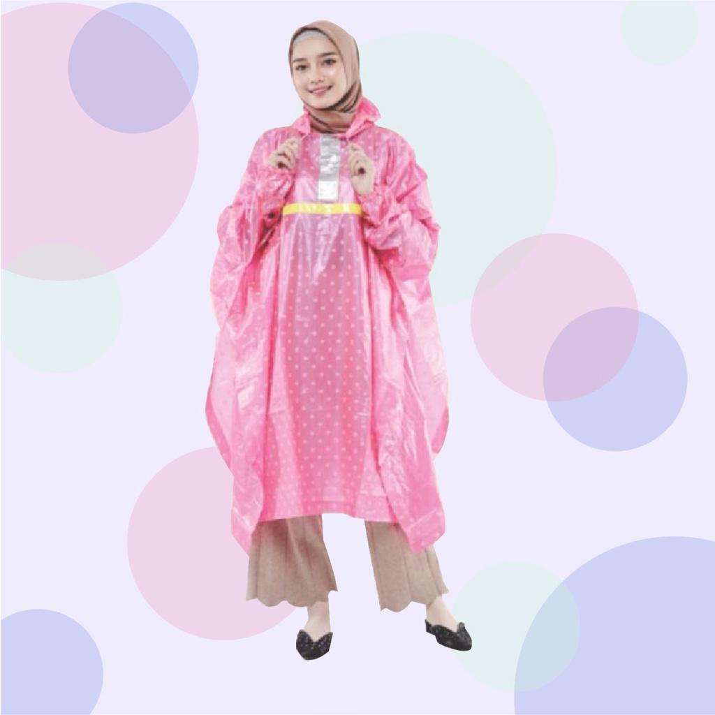 Jas Hujan Polkadot Mantol Kelelawar Polkadot Ponco Lengan Cantik dan Awet