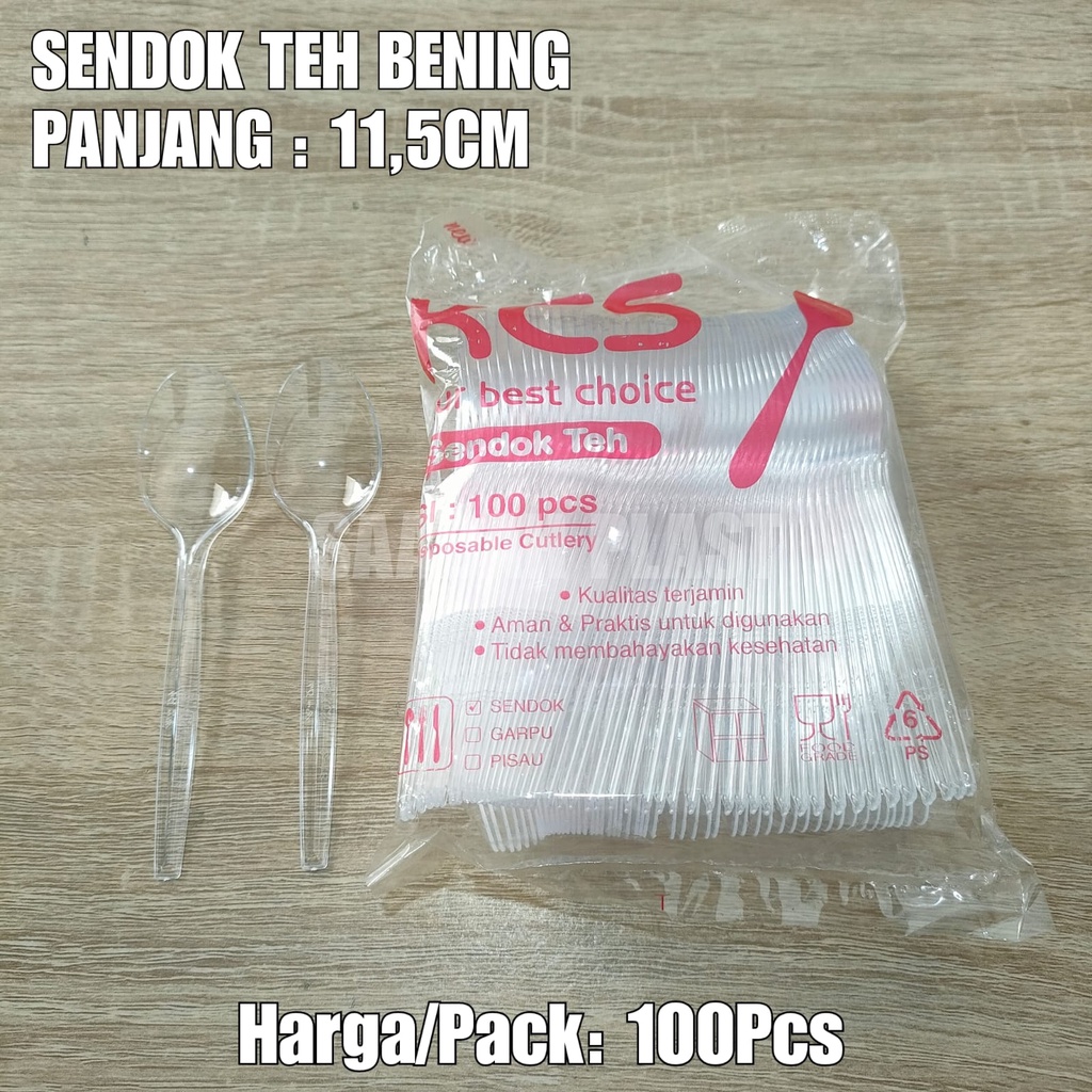 (ISI 100) Sendok Teh Bening 11,5cm / Sendok Puding / Sendok Ice Cream STG Kecil