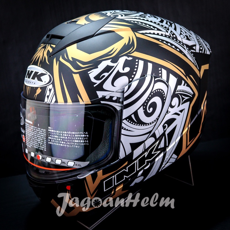 Jual Ink Helm Cl Max Matt Black Gold Clmax Fullface Singel