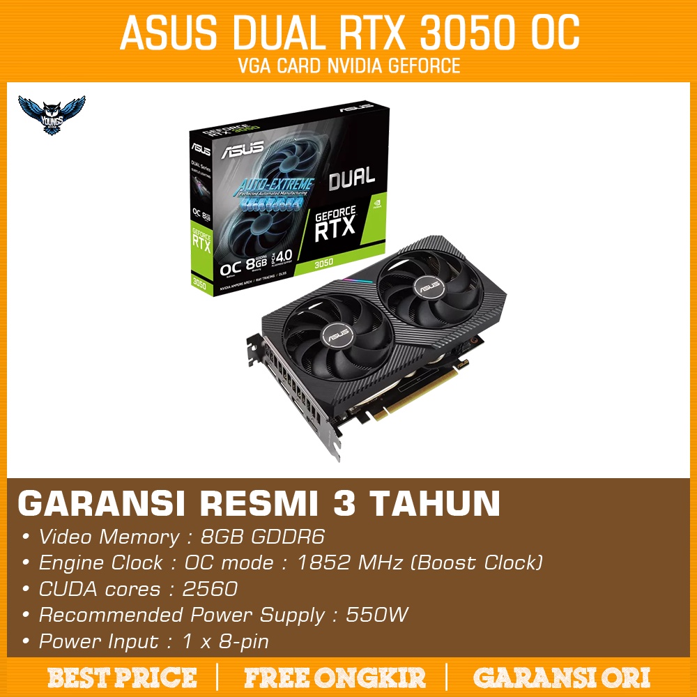 VGA ASUS RTX 3050 DUAL GAMING OC 8GB DDR6 - Nvidia Geforce rtx3050