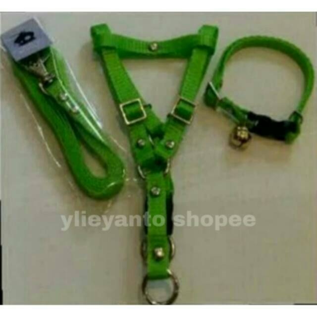 Set harness tali tuntun 1 set / kalung anjing set / kalung kucing set / kalung lonceng hewan